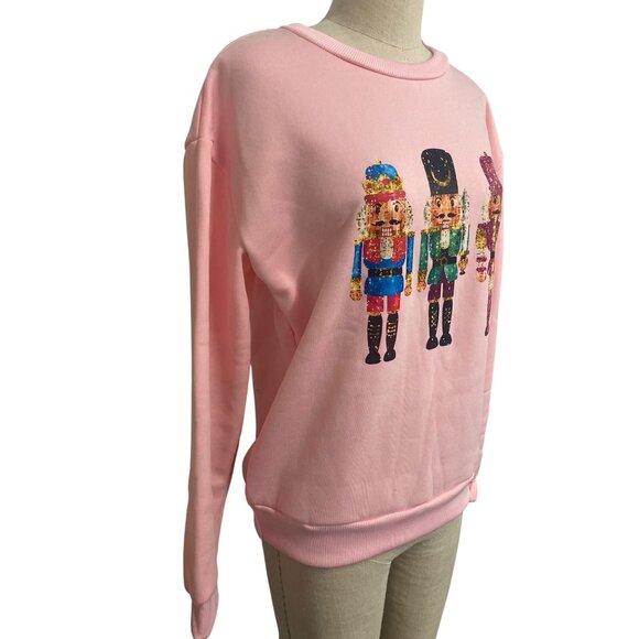 Vintage-Inspired Pink Nutcracker Sweatshirt S - Picture 2 of 7